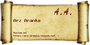 Arz Aranka névjegykártya